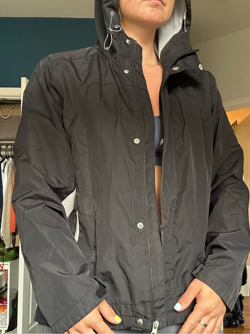 Black Hooded Rain Jacket